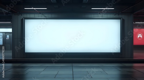 Commercial Display Mockup: Blank Billboard in Modern Subway Environment