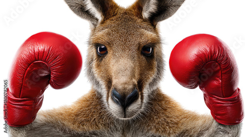 Ready to Rumble: A Kangaroo in a Power Stance with Boxing Gloves. This image perfectly encapsulates the grit and spirit of boxing