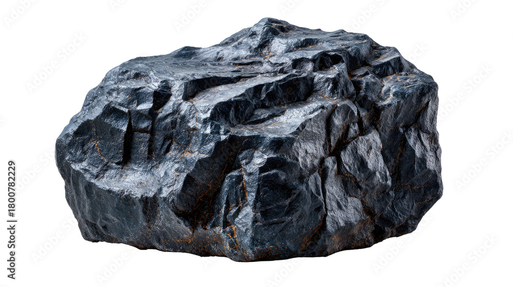 Obraz premium Rugged Stone: Close-up of a weathered, dark stone displaying rough texture and the raw, untamed beauty of natural formation.
