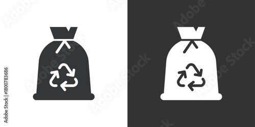 Recyclable Trash Bag icon. Solid glyph series icon