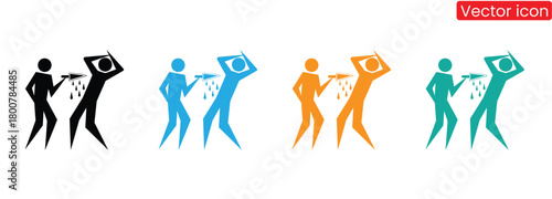 Murder scene with knife, fear and violence in colorful icons