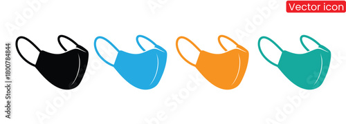 Colorful face mask designs offer protection and style,face mask icon vector illustration logo template,Face mask icon. Protective surgical or medical mask. Vector Illustration