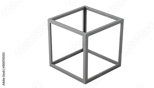 Grey, wireframe cube isolated on black