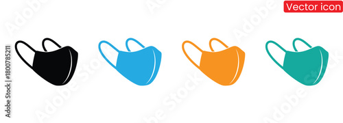 Colorful face mask designs offer protection and style,face mask icon vector illustration logo template,Face mask icon. Protective surgical or medical mask. Vector Illustration