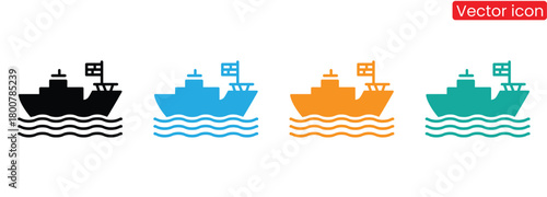Colorful boat icons sailing on wavy water design set,Boat icon. Sailboat icon silhouette,Boat sail icon logo detain template