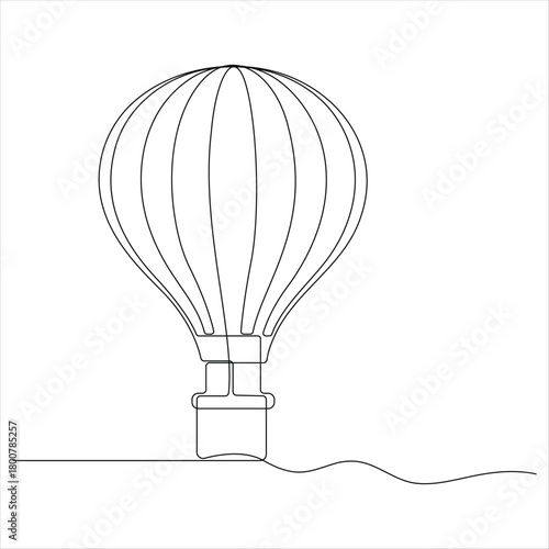 Hot air ballon continuous oneline drawing vector illustration