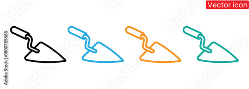 Colorful trowel tool icons for construction projects,trowel icon Simple outline illustration