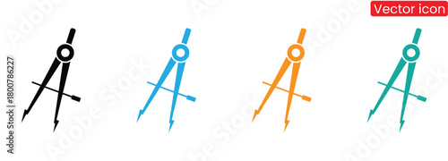 Vibrant drawing compass tools for designers and architects,