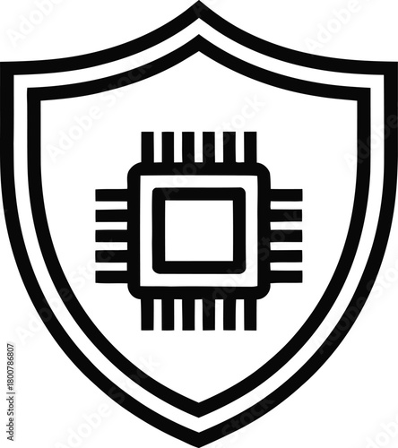 Computer chip secured by a strong shield silhouette