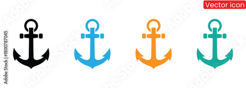 Colorful anchor icons offer nautical theme design elements,Anchor icon logo design. Anchor sign and symbol. Anchor marine icon.