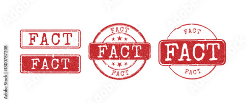 Set of red grunge rubber stamps with the information word FACT for documents