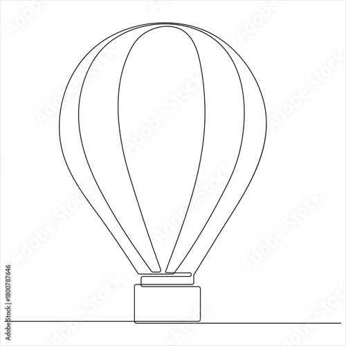 Hot air ballon continuous oneline drawing vector illustration