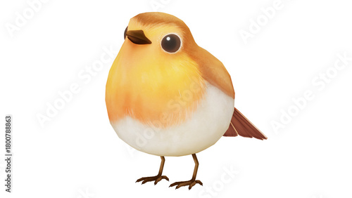 3d rendering bird orange