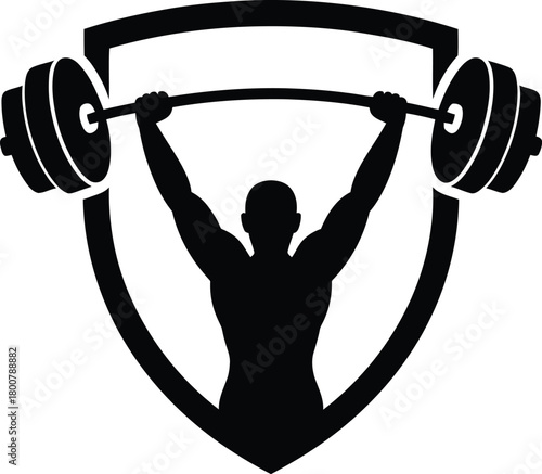 Man lifting heavy weight to achieve strength goals silhouette