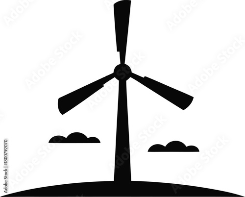 Stylized windmill generating renewable energy silhouette icon