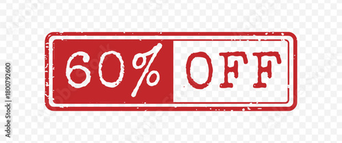Sixty percent off red retro style stamp for limited time sale promotion