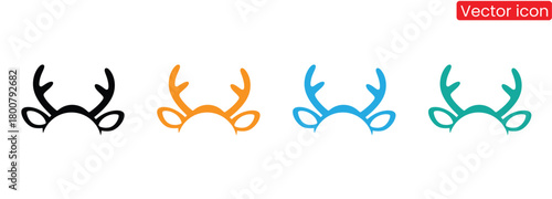 Playful reindeer antlers icons festive holiday designs,Deer horns silhouettes vector. Reindeer antlers collection. Deer horn vector icons.