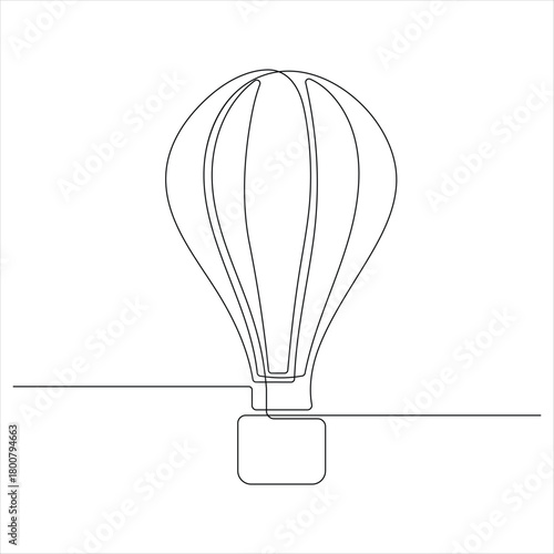 Hot air ballon continuous oneline drawing vector illustration