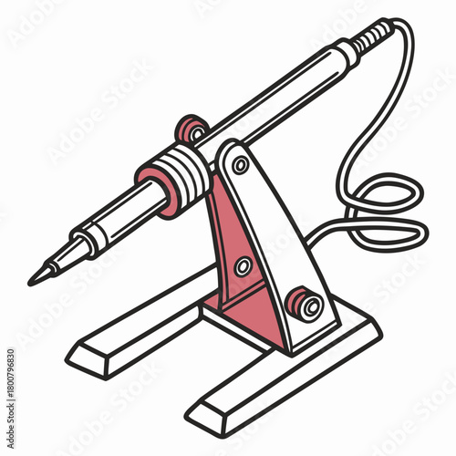 Illustration of a soldering iron with stand isolated on