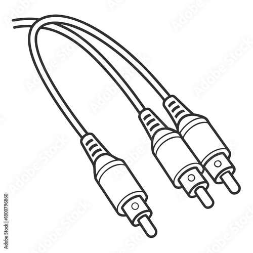Audio video rca cable isolated on for connecting devices