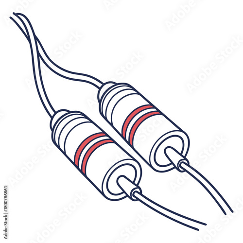 Illustration of two electrical resistor components on
