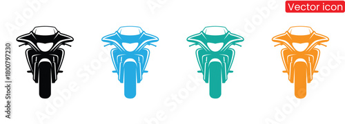 Colorful motorcycle icons for transportation and design needs,Classic motorcycle icon illustration, Land Transportation Silhouette Icon, Parking Stop Sign for Public Transportation, 
