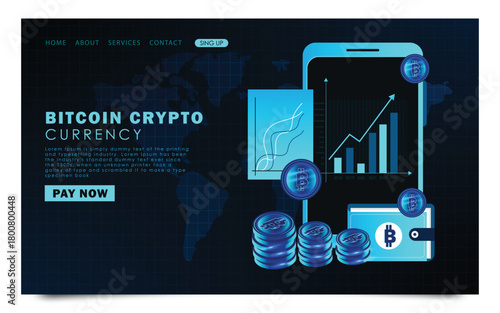 Smartphone displaying Bitcoin savings with a rising graph, currency symbols