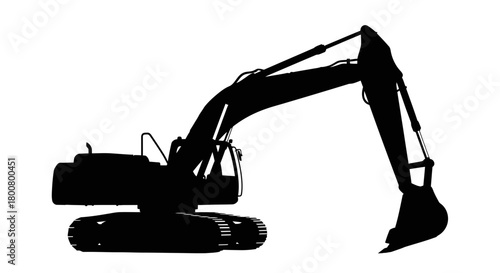 Excavator Silhouette Vector – Heavy Construction Machinery Illustration