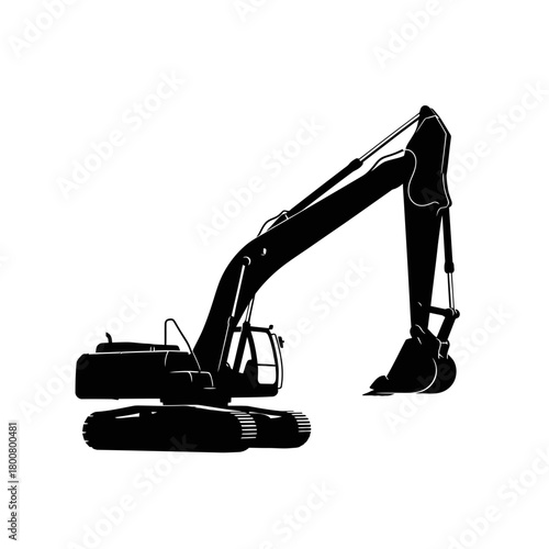 Excavator Silhouette Vector – Heavy Construction Machinery Illustration