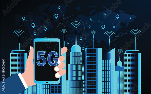 5G technology and smart city Concept