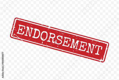 Red grunge rectangular rubber stamp with bold Endorsement text isolated on transparent background vector