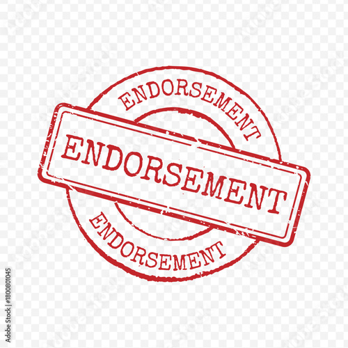 Grunge red circular rubber stamp with bold Endorsement text isolated on transparent background vector