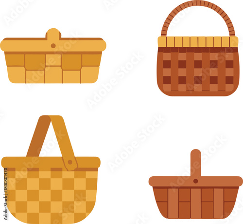 Traditional woven baskets set, handmade wicker containers, rustic craft decor, natural fiber storage, cultural weaving styles, artisan basketry collection, ethnic home accessories