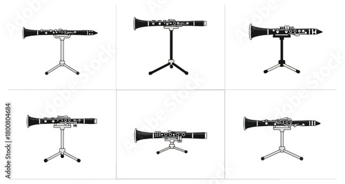 Clarinet on stand displayed in grid pattern