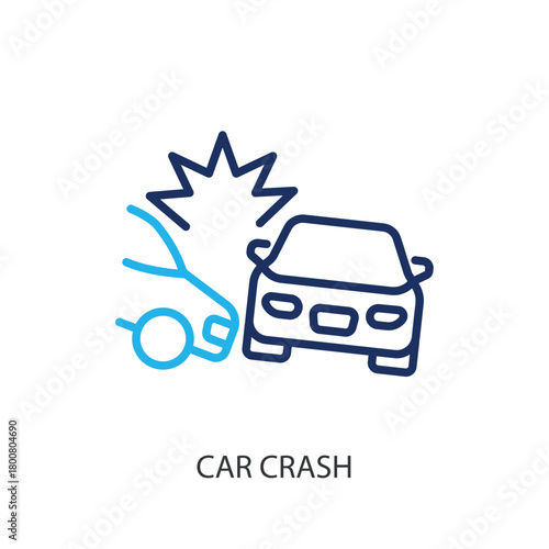 Car crash thin line icons. Original vector illustration.