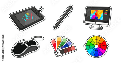 Graphic design tools collection isolated vector illustration