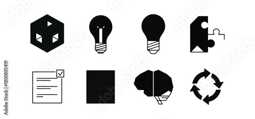 Abstract graphic elements black and white conceptual symbols