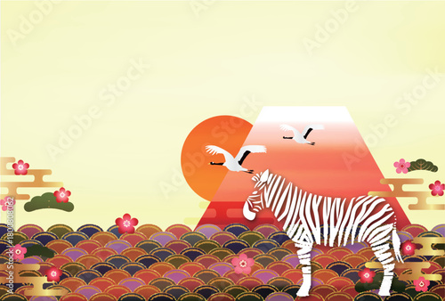 午　年賀状　干支　背景