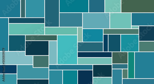 Abstract Design Intersecting Rounded Squares, Black, Lilac, Mint, Peach Modern Art