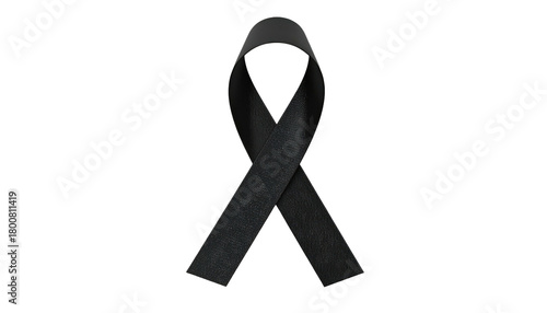 A single, simple black awareness ribbon is centered against a black background with soft lighting