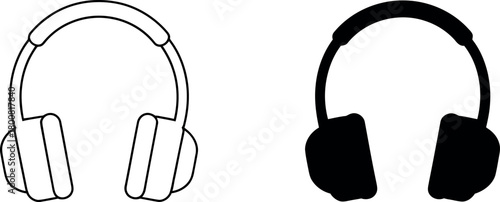 Headphone Outline and Silhouette Illustration for Creative Design and Modern Audio Experience