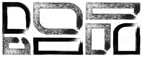 Various Hand-Drawn Black Frames and Shapes Suitable for Design and Artistic Projects.Hand drawn crayon pencil brush stroke texture line charcoal shape.