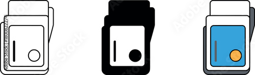 Iconic illustration of business cards in three distinct color options for professional use