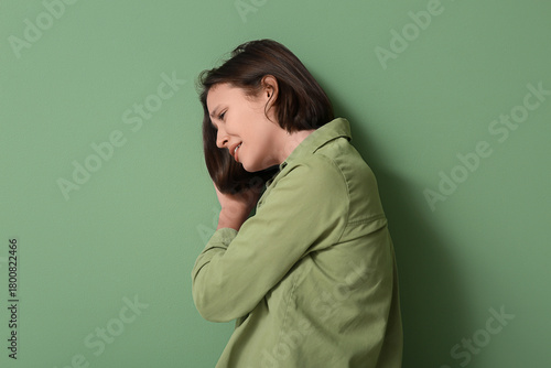 Depressed young woman cryin...