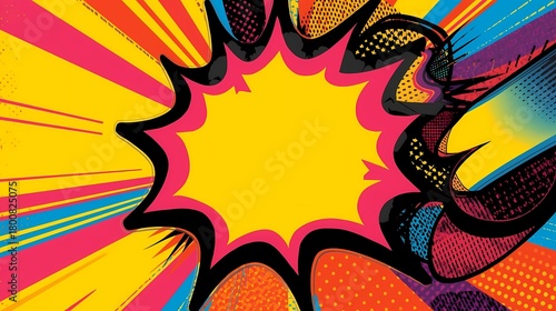 Colorful Comic Pop Art Burst Energy Background.