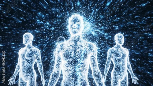 Abstract illustration of human consciousness and digital transfer