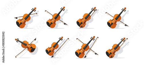 Violin illustrations set on black background