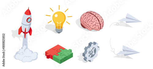 Conceptual illustration of innovation creativity and development using graphic elements