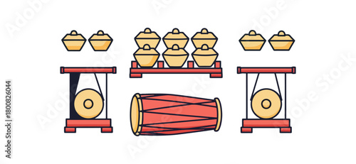 Traditional musical instrument composition on black background