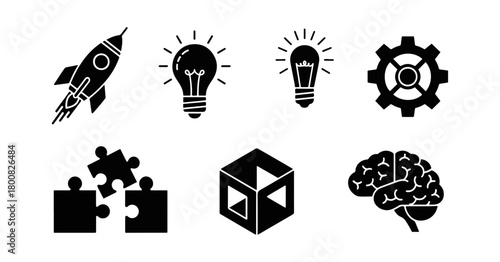 Abstract graphic elements set black and white design